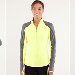Lululemon Run: U-Turn Reversible Butter Yellow Cream Grey Blue 1/4 Zip Pullover